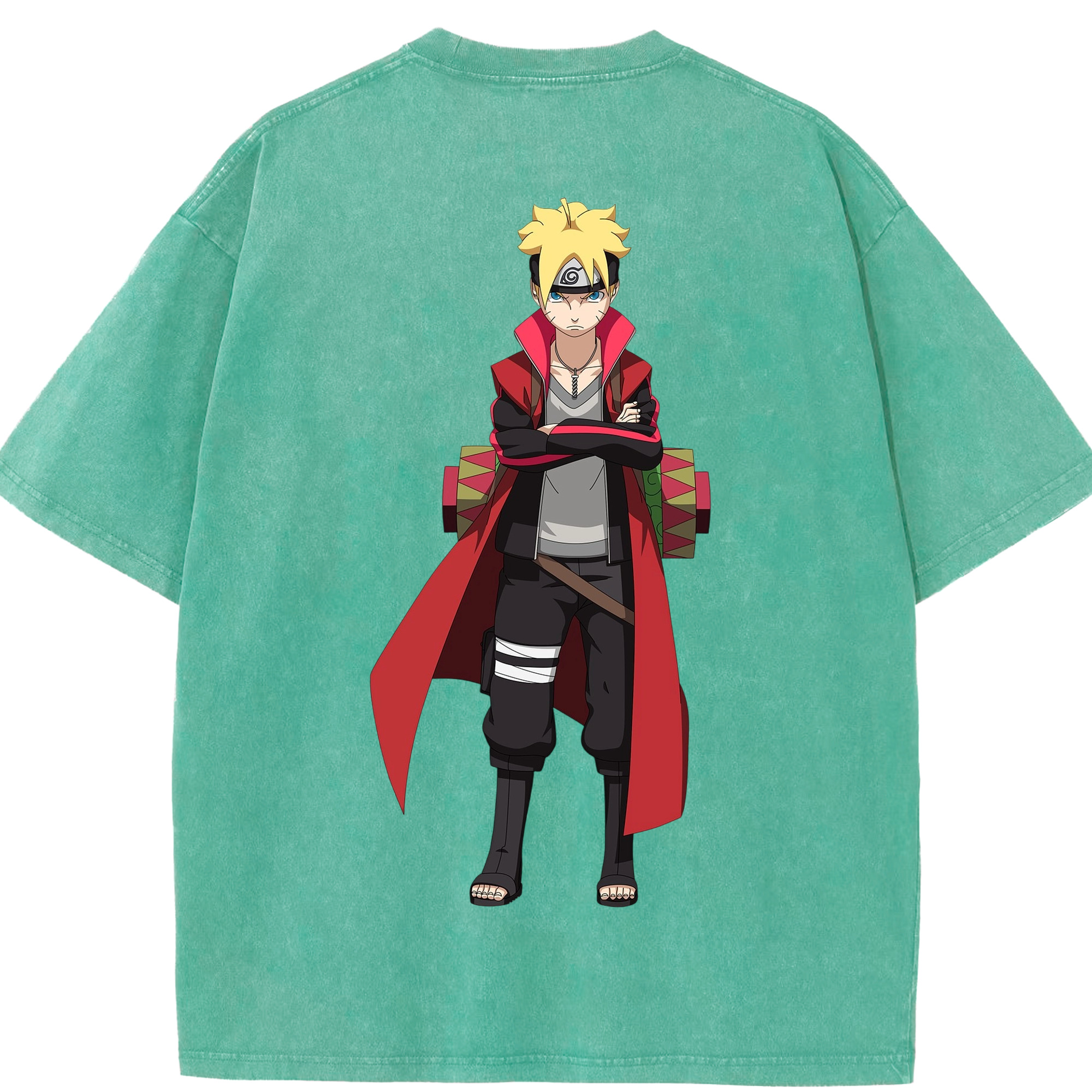 （画像用） NARUTO -ナルト- うずまき ボルト Uzumaki Boruto 綿100% ヴィンテージ風 半袖Tシャツ（背面プリント）